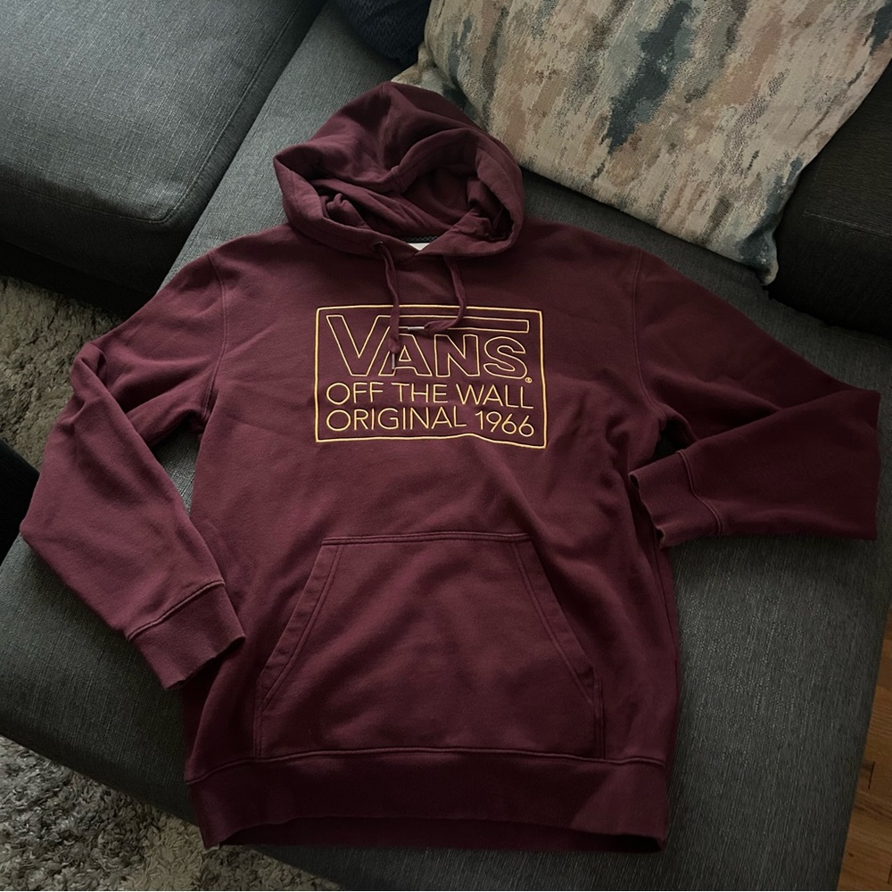 Vans Men's Maroon Hoodie with Logo
